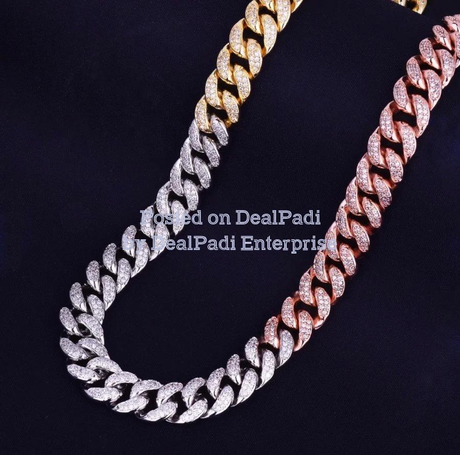 Iced Out Trio tone Miami Cuban Link Chain